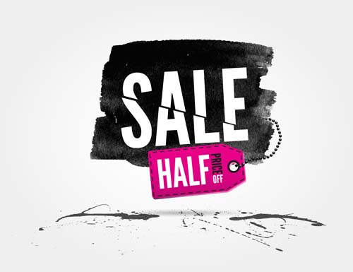 Ink marks with sale elements background vector 08