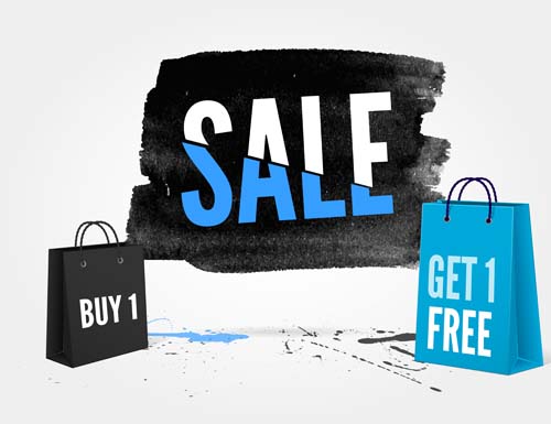 Ink marks with sale elements background vector 09