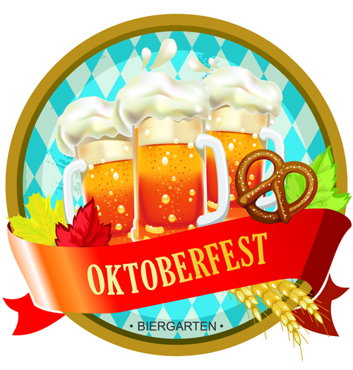 Oktoberfest label vintage background material 01
