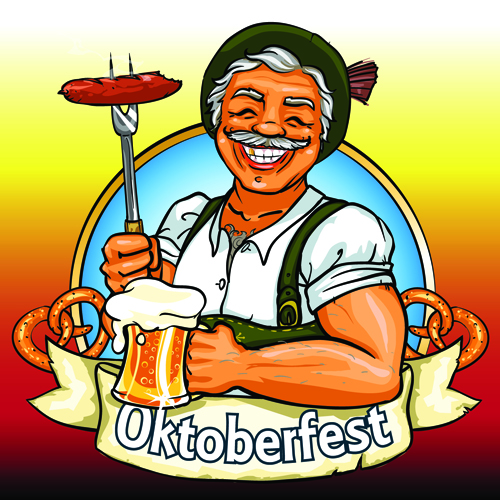 Oktoberfest label vintage background material 02