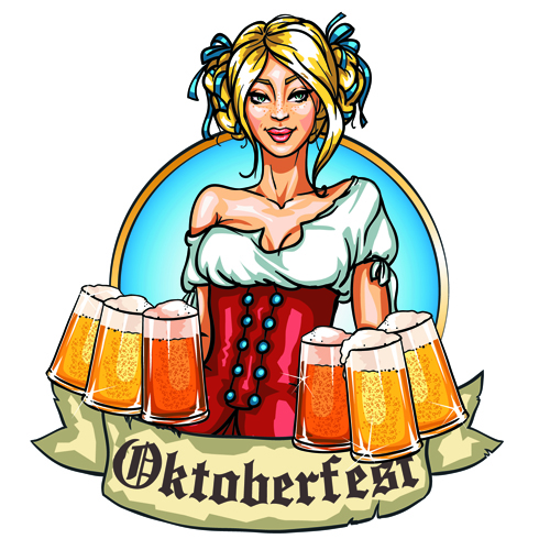 Oktoberfest label vintage background material 03