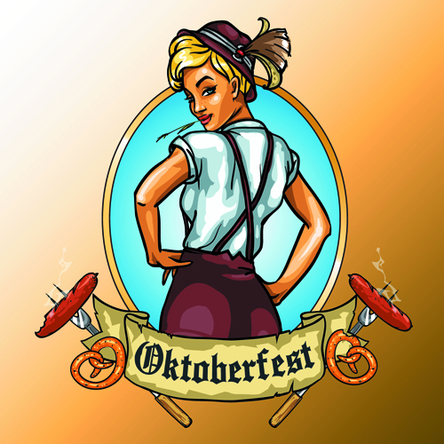 Oktoberfest label vintage background material 04