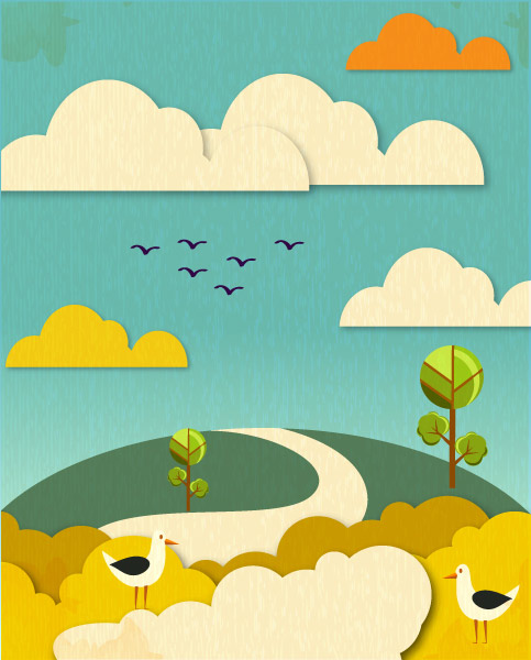 vector graphic scenery paper natural cartoon 
