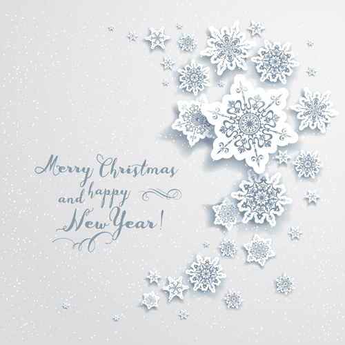 Paper snowflake christmas whtie background vector 03 Paper snowflake christmas whtie background vector 03