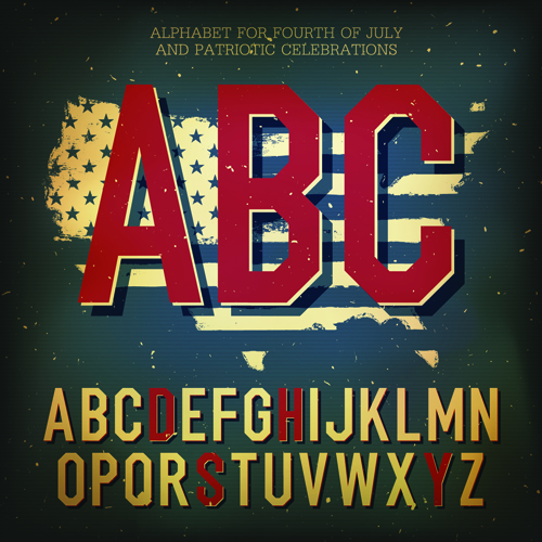 Retro alphabet set vector material 02