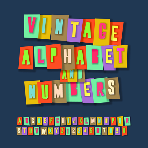vector material Retro font material alphabet 