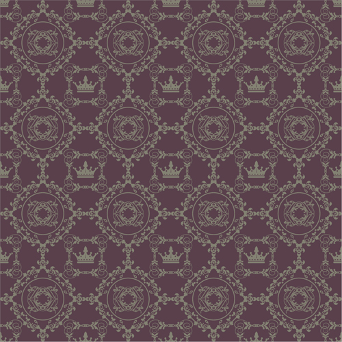 Retro floral with crown vector seamless pattern 18