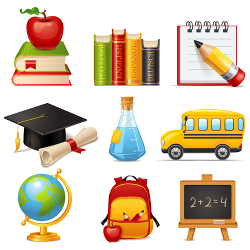 Multicolor School icon vector 02