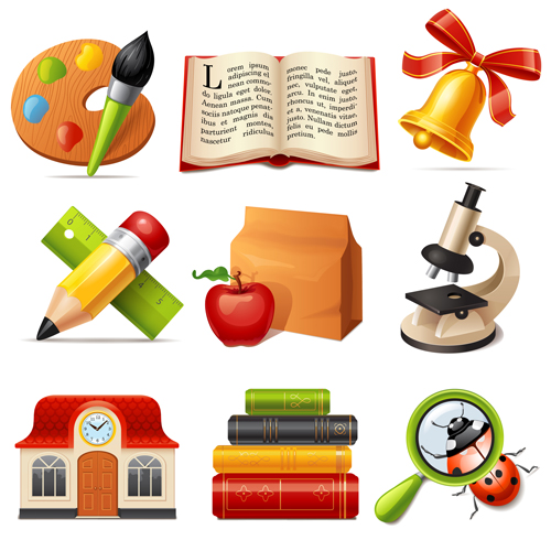 Multicolor School icon vector 03