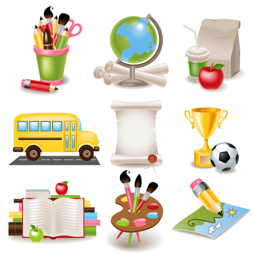 Multicolor School icon vector 04