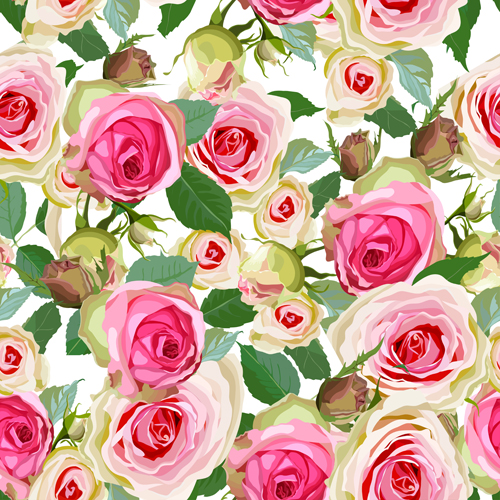Seamless pink roses vector pattern Seamless pink roses vector pattern