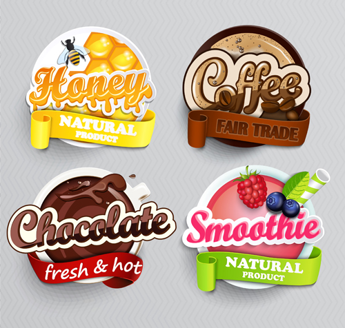Stylish food lables vector design 01