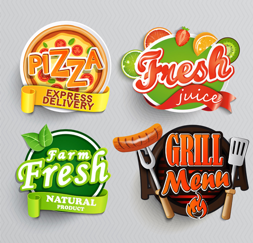 Stylish food lables vector design 02