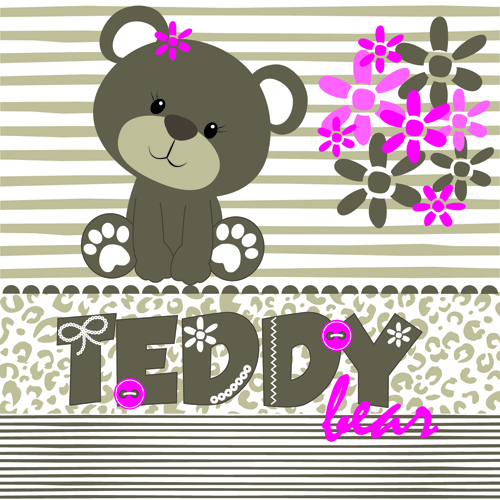Super cute teddy bear design vector graphics 04