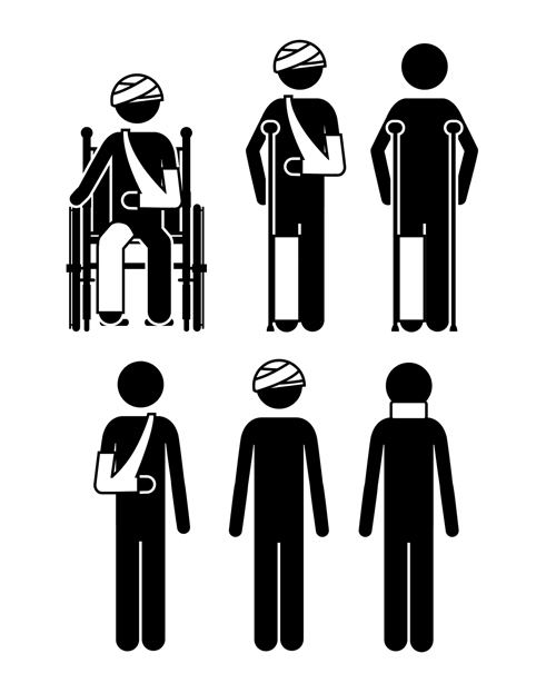 Vector medical care people silhouettes set 02