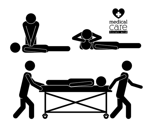 Vector medical care people silhouettes set 03