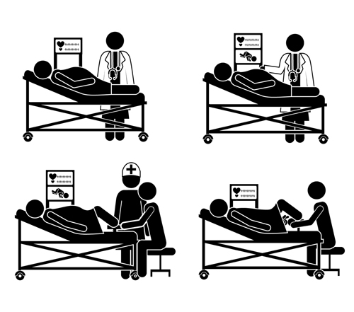 Vector medical care people silhouettes set 04