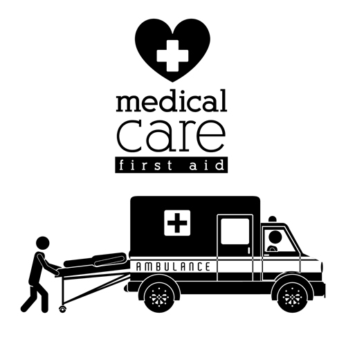 Vector medical care people silhouettes set 05