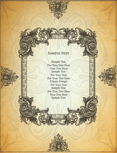 Ornate Vintage Frame design vector 01