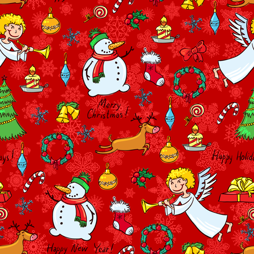 Cute Christmas seamless pattern vector 04