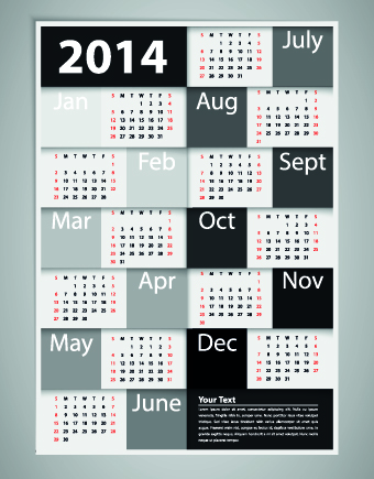 2014 New Year calendar vector set 05