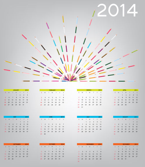 2014 new year calendar design vector 01