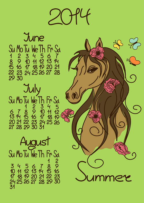year horse calendar 2014 