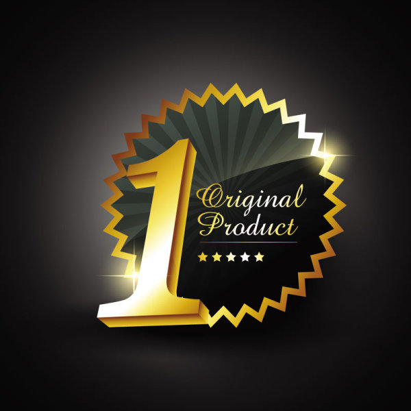 Set of gold color badges & labels vector 04