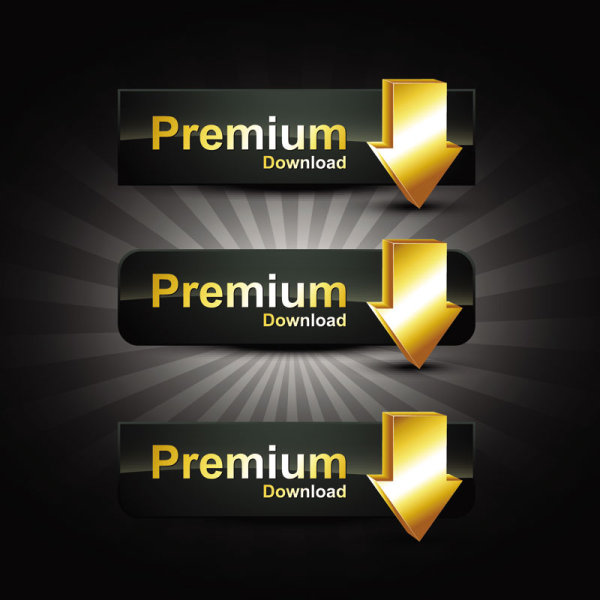 Set of gold color badges & labels vector 06