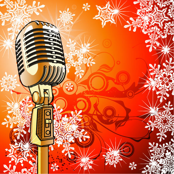 Music & mike Stylish vector background 06