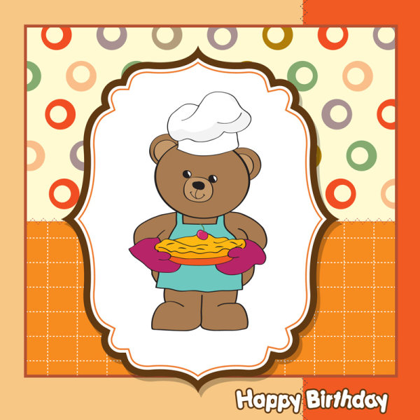 Cartoon small Animal elements baby card vector 04