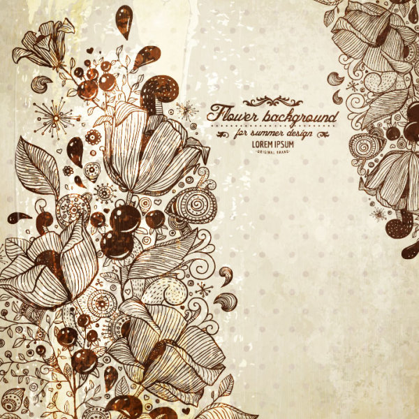 Vintage Flower of background vector 01