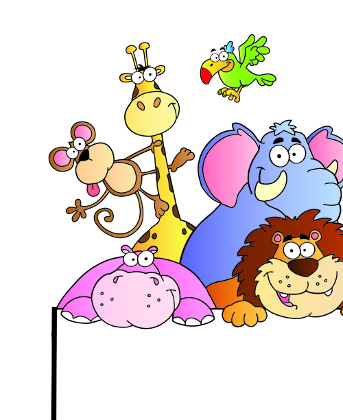 Cute cartoon Animals and billboard vector 03