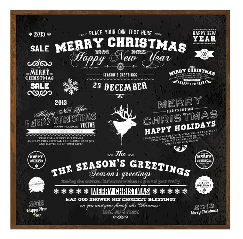 Black Style Christmas ornaments elements vector