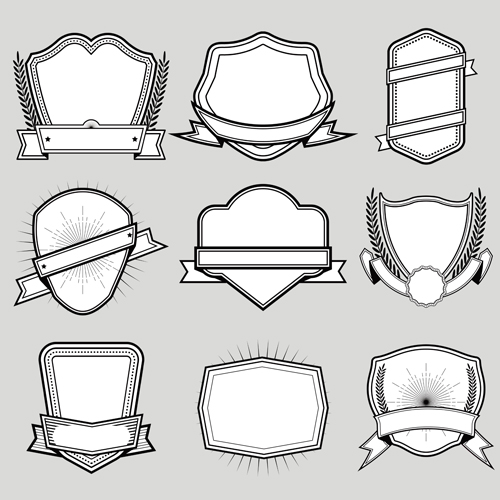 Black with white blank labels vector set 05