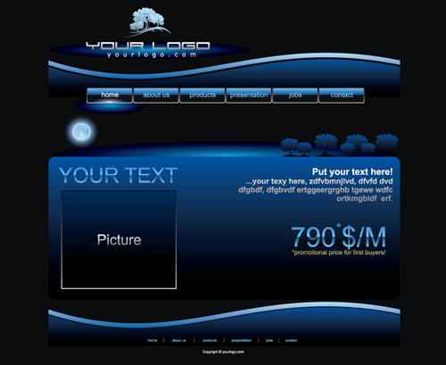 Blue style website template vectors Blue style website template vectors