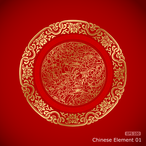 Chinese pattern styles vector material 01