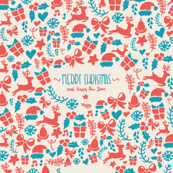 Christmas ornaments pattern with new year background vector