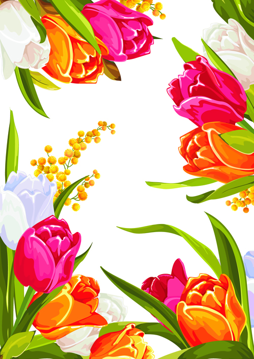 Colored beautiful flowers design graphics