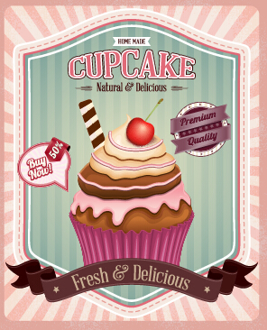Retro font poster cupcake 