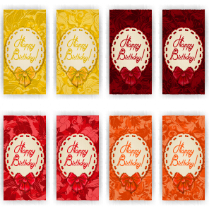 Elegant birthday bow cards vector 01