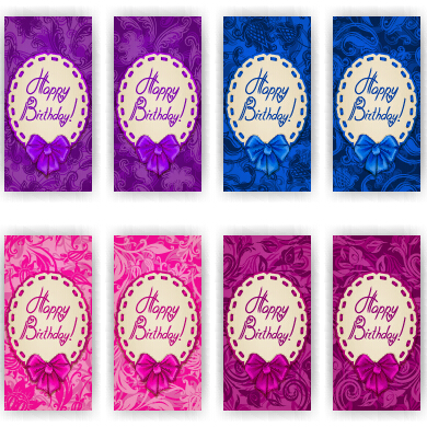 Elegant birthday bow cards vector 02
