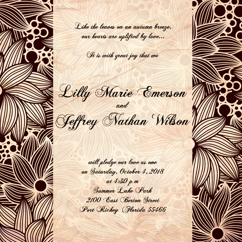 Floral romantic wedding card vectors 01 Floral romantic wedding card vectors 01