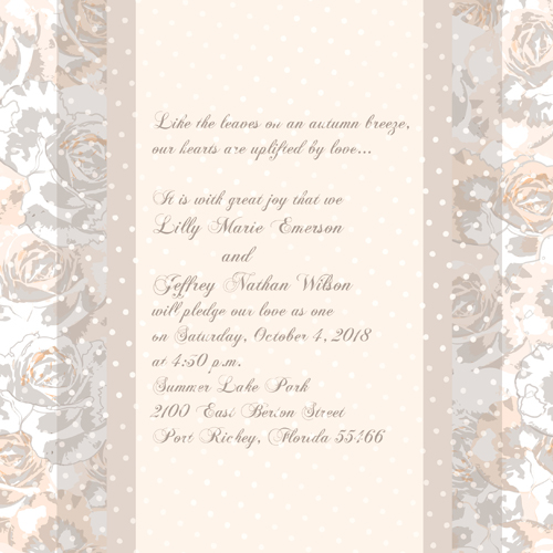 Floral romantic wedding card vectors 08