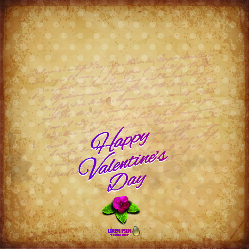 Flower with vintage valentine day background vector 02