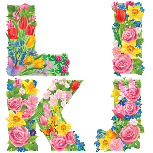 flowers butterfly alphabet 
