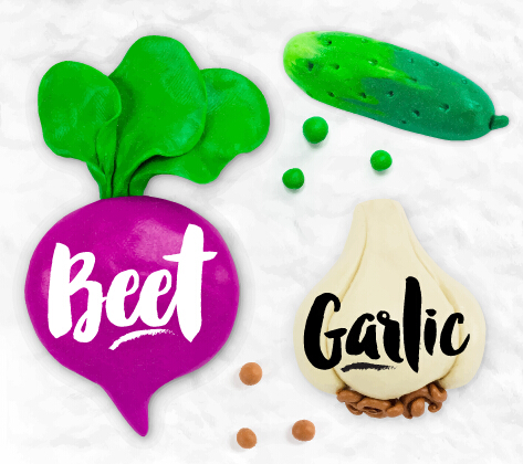 Funny plasticine vegetables vector set 04