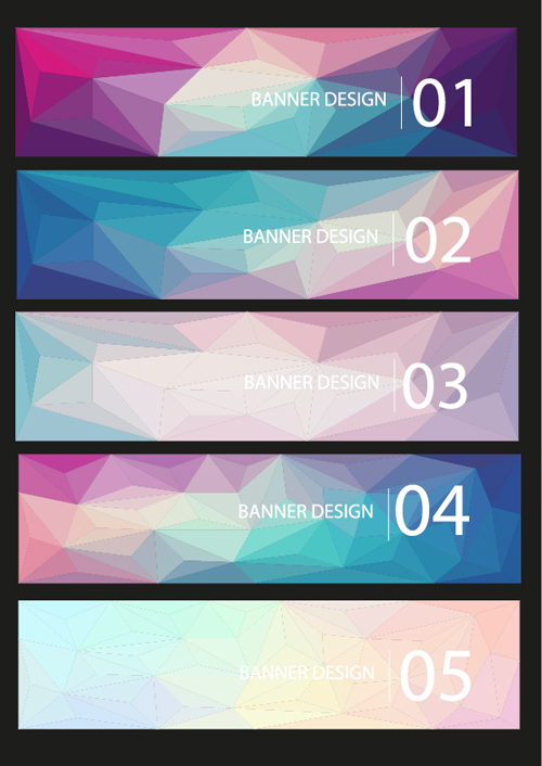 numbered geometric shapes banners 