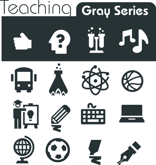 Gray series social icons vector set 01