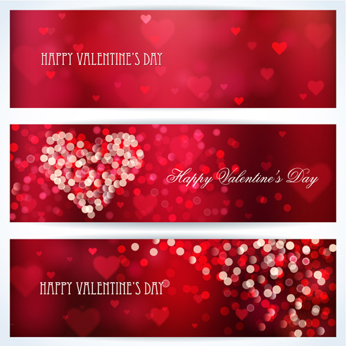 Halation valentine red banners vector